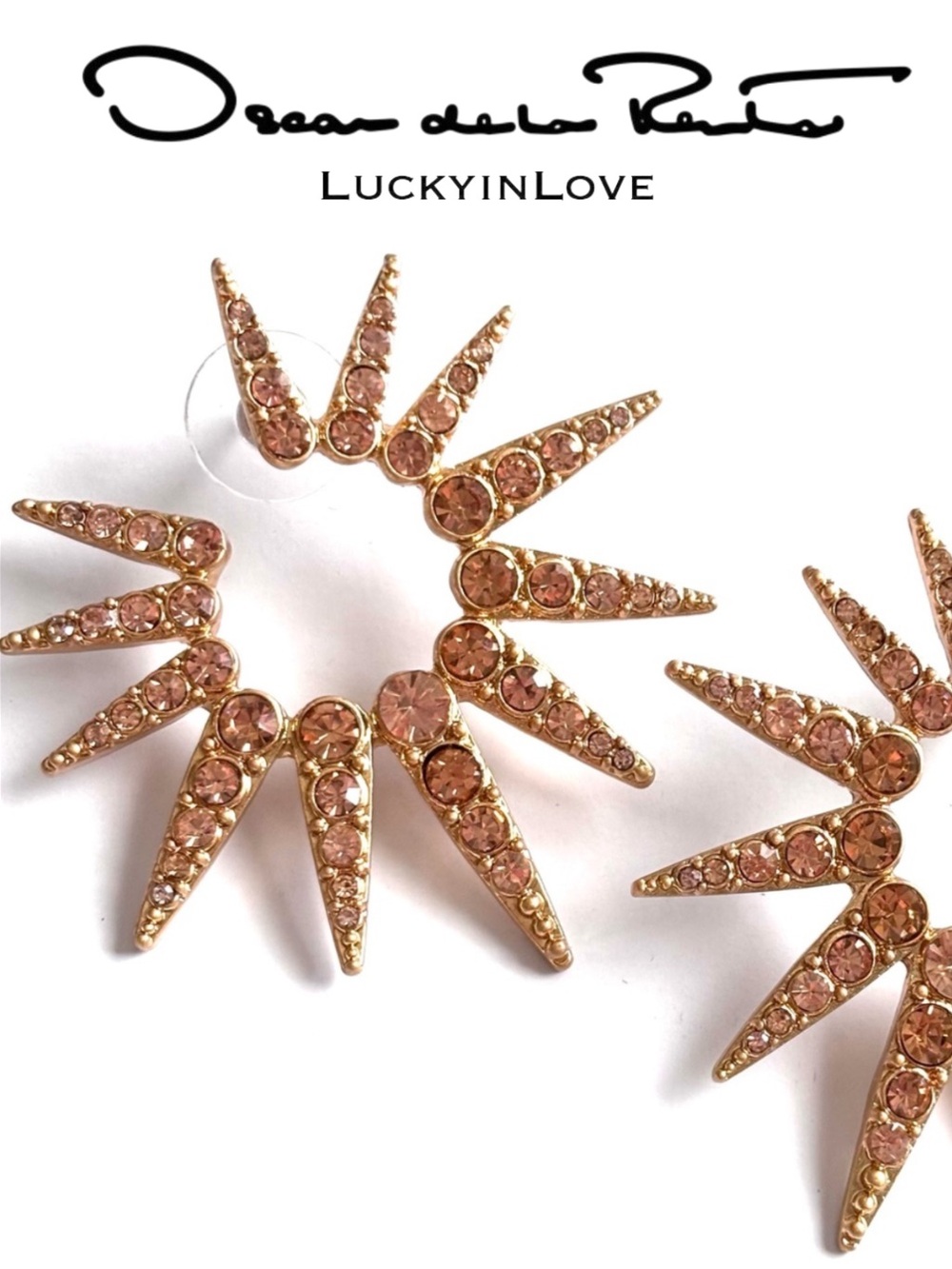 Oscar De La Renta Sea Urchin
Hoop Rose Crystal Gold Earrings